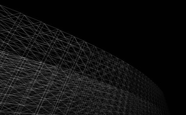 Soyut mimari arkaplan, gökdelen, üç boyutlu illüstrasyon