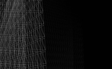 Soyut mimari arkaplan, gökdelen, üç boyutlu illüstrasyon