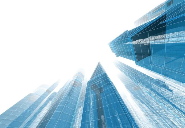 Abstract architectural background, skyscrapers, 3d illustration
