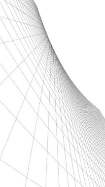 Soyut mimari arkaplan, gökdelen, üç boyutlu illüstrasyon