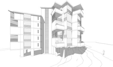 Soyut mimari arkaplan, 3d illüstrasyon