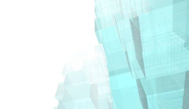 Soyut mimari arkaplan, gökdelen, üç boyutlu illüstrasyon