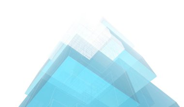 Soyut mimari arkaplan, gökdelen, üç boyutlu illüstrasyon