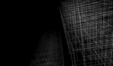 Soyut mimari arkaplan, gökdelen, üç boyutlu illüstrasyon