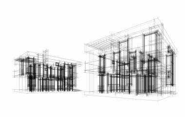 Modern evler çizimi, 3D çizim