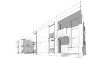 Modern evler çizimi, 3D çizim