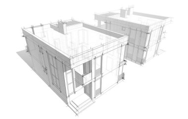 Modern evler çizimi, 3D çizim