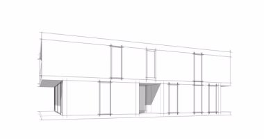 Soyut mimari arkaplan, gökdelen, üç boyutlu illüstrasyon