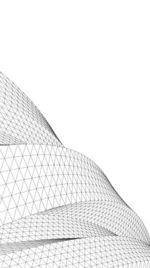 Soyut mimari arkaplan, gökdelen, üç boyutlu illüstrasyon