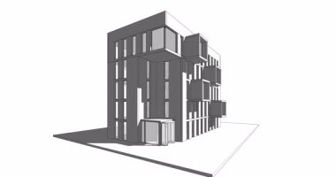 Soyut mimari arkaplan, gökdelen, üç boyutlu illüstrasyon