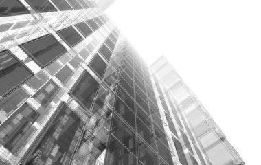 Soyut mimari arkaplan, bina, 3 boyutlu illüstrasyon