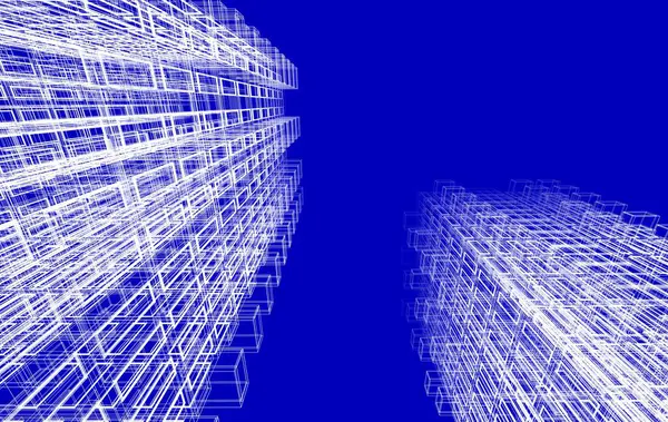 Soyut geometrik mimari arkaplan, 3 boyutlu illüstrasyon