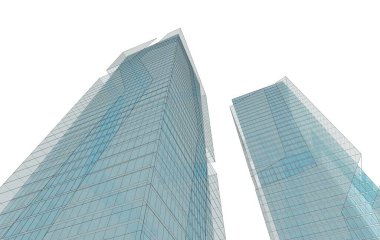 Soyut geometrik mimari arkaplan, 3 boyutlu illüstrasyon