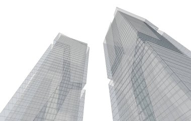 Soyut geometrik mimari arkaplan, 3 boyutlu illüstrasyon