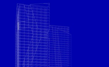 Soyut geometrik mimari arkaplan, 3 boyutlu illüstrasyon