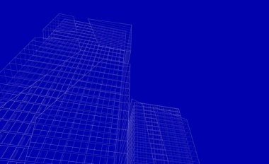 Soyut geometrik mimari arkaplan, 3 boyutlu illüstrasyon