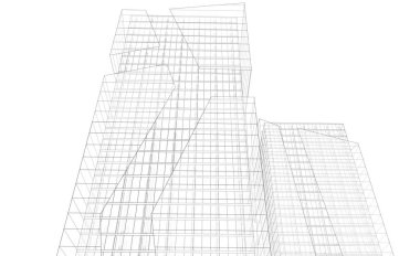 Soyut geometrik mimari arkaplan, 3 boyutlu illüstrasyon