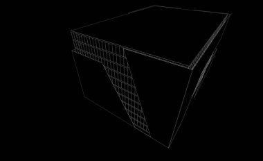 Soyut mimari arkaplan, bina, 3 boyutlu illüstrasyon