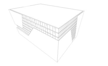 Soyut mimari arkaplan, bina, 3 boyutlu illüstrasyon