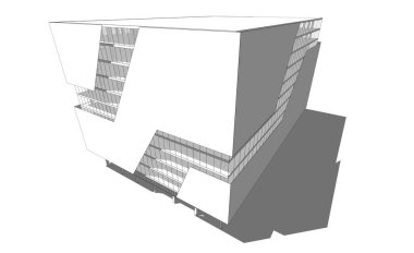 Soyut mimari arkaplan, bina, 3 boyutlu illüstrasyon