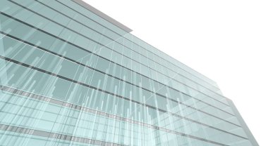 Soyut mimari arkaplan, gökdelen, üç boyutlu illüstrasyon