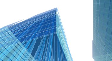 Soyut geometrik mimari arkaplan, 3 boyutlu illüstrasyon