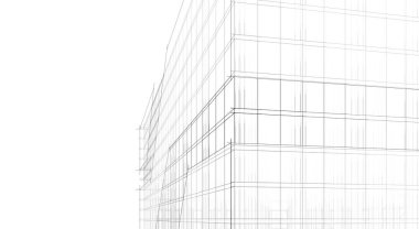 Soyut mimari arkaplan, bina, 3 boyutlu illüstrasyon