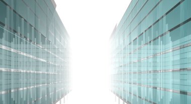 Soyut geometrik mimari arkaplan, 3 boyutlu illüstrasyon