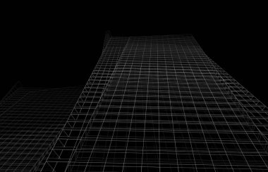 Soyut mimari arkaplan, bina, 3 boyutlu illüstrasyon