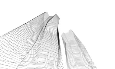 Soyut geometrik mimari arkaplan, 3 boyutlu illüstrasyon