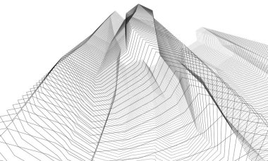 Soyut mimari arkaplan, bina, 3 boyutlu illüstrasyon