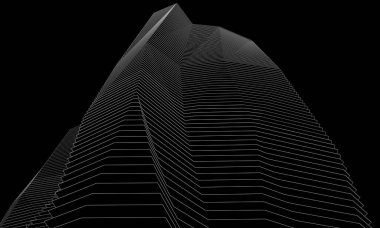 Soyut mimari arkaplan, bina, 3 boyutlu illüstrasyon