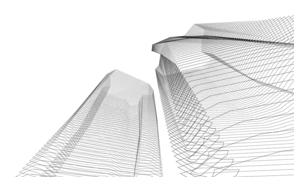 Soyut geometrik mimari arkaplan, 3 boyutlu illüstrasyon