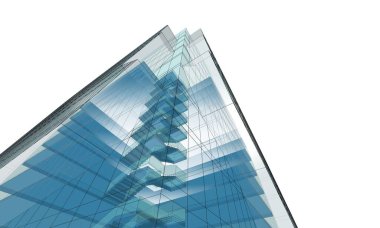 Soyut geometrik mimari arkaplan, 3 boyutlu illüstrasyon