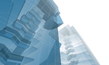 Soyut geometrik mimari arkaplan, 3 boyutlu illüstrasyon