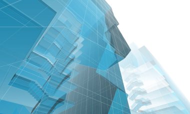 Soyut geometrik mimari arkaplan, 3 boyutlu illüstrasyon