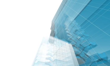 Soyut geometrik mimari arkaplan, 3 boyutlu illüstrasyon