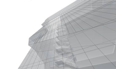 Soyut geometrik mimari arkaplan, 3 boyutlu illüstrasyon