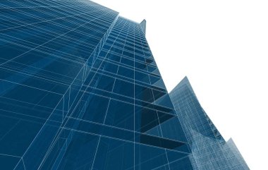 Soyut geometrik mimari arkaplan, 3 boyutlu illüstrasyon