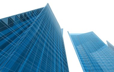 Soyut geometrik mimari arkaplan, 3 boyutlu illüstrasyon