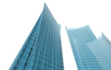 Soyut geometrik mimari arkaplan, 3 boyutlu illüstrasyon