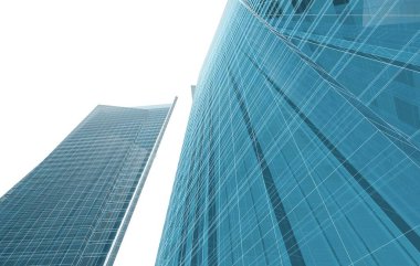 Soyut geometrik mimari arkaplan, 3 boyutlu illüstrasyon