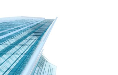 Soyut geometrik mimari arkaplan, 3 boyutlu illüstrasyon