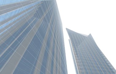 Soyut geometrik mimari arkaplan, 3 boyutlu illüstrasyon