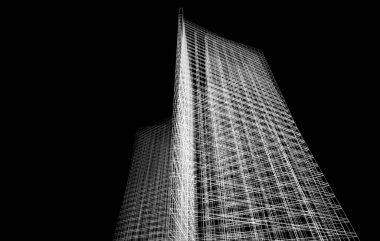 Soyut geometrik mimari arkaplan, 3 boyutlu illüstrasyon