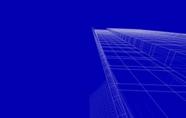 Soyut geometrik mimari arkaplan, 3 boyutlu illüstrasyon