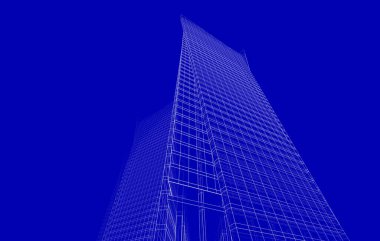 Soyut geometrik mimari arkaplan, 3 boyutlu illüstrasyon