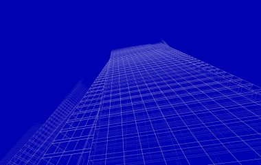 Soyut geometrik mimari arkaplan, 3 boyutlu illüstrasyon