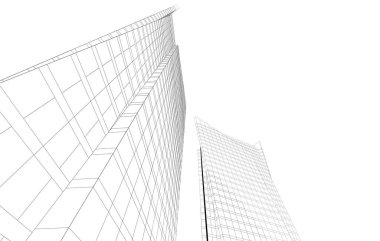 Soyut geometrik mimari arkaplan, 3 boyutlu illüstrasyon