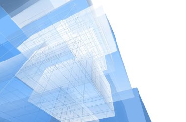 Soyut geometrik mimari arkaplan, 3 boyutlu illüstrasyon       